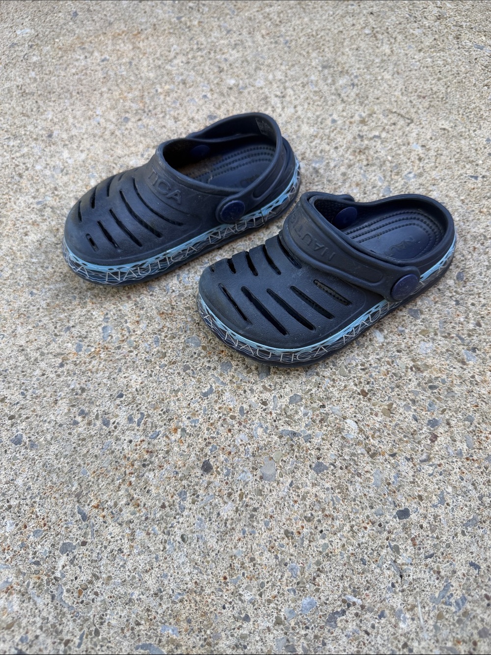 Nautica Kids Navy Blue Slip-On Sandal Clogs with Patterned Trim